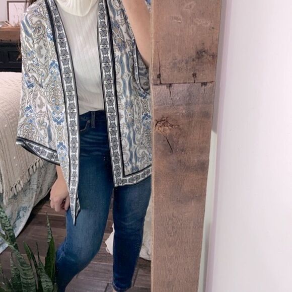 Max studio blue paisley open cardigan size medium - Picture 5 of 9